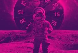 astronaut på lilla bakgrunn