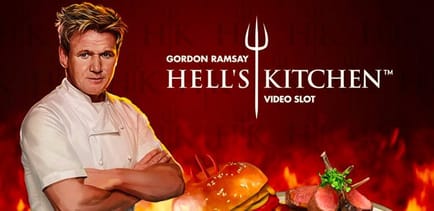 Gordon Ramsey foran Hell`s Kitchen logoen